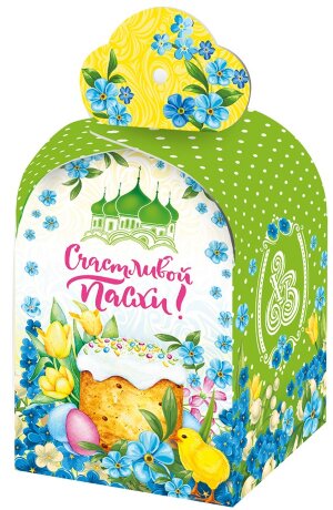 Коробка 11,5*11,5*18см Пасхальная Незабудки, 1/10