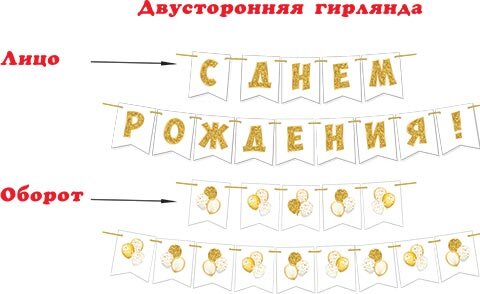 8-15 Мини-гирлянда С днём рождения, микс