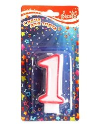 Свеча цифра Двусторонняя №1, 1/6