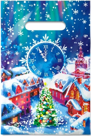 Пакет 20*30см Волшебная ночь, с вырубной ручкой, 30мкм, 1/100