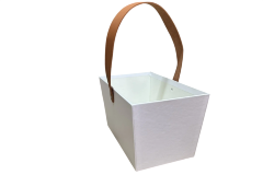 Коробка с кожаной ручкой 23x14,5x13 см, белый