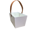 Коробка с кожаной ручкой 23x14,5x13 см, белый