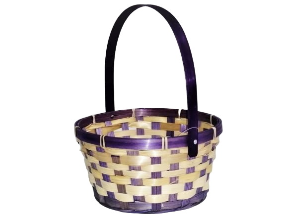 Корзина бамбук 21*10*24см, фиолетовый, складная ручка