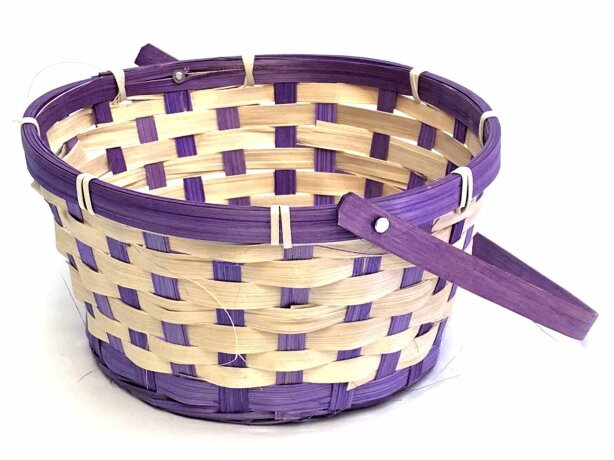 Корзина бамбук 21*10*24см, фиолетовый, складная ручка