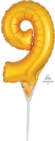 Шар фольгированный, 55*86см Цифра 9, золото