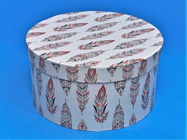 Коробка цилиндр 18*18*8,8см, Перо