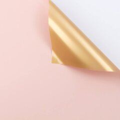 Плёнка металлизированная 58см*10м, нежно-розовый/золото