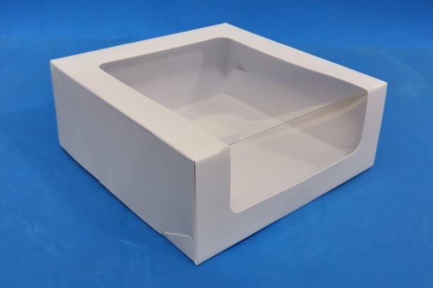 Коробка 18*18*7см Чизкейк, с окном, белая, 1/20