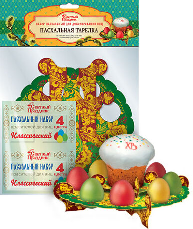 Набор пасхальный Пасхальная тарелка (подставка + 4 красителя), 1/6