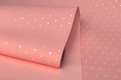 Пленка матовая Мелкий горошек 58см*10м, нежно-розовый/серебро
